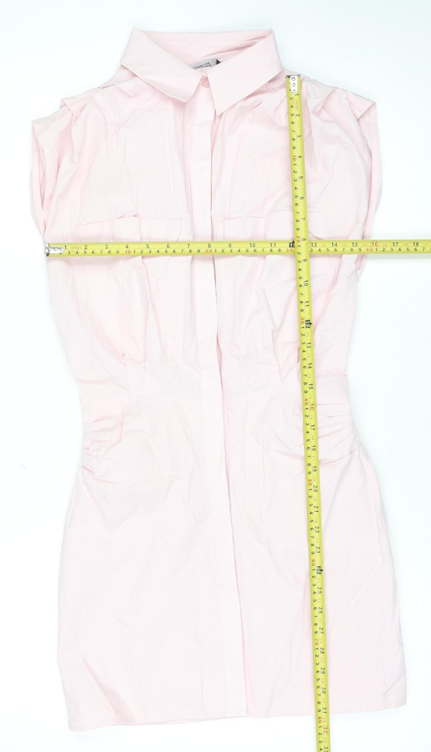 ZARA Women Pink Cotton Stretch Shirt Dress Size S