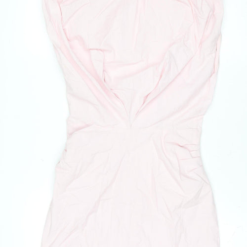 ZARA Women Pink Cotton Stretch Shirt Dress Size S