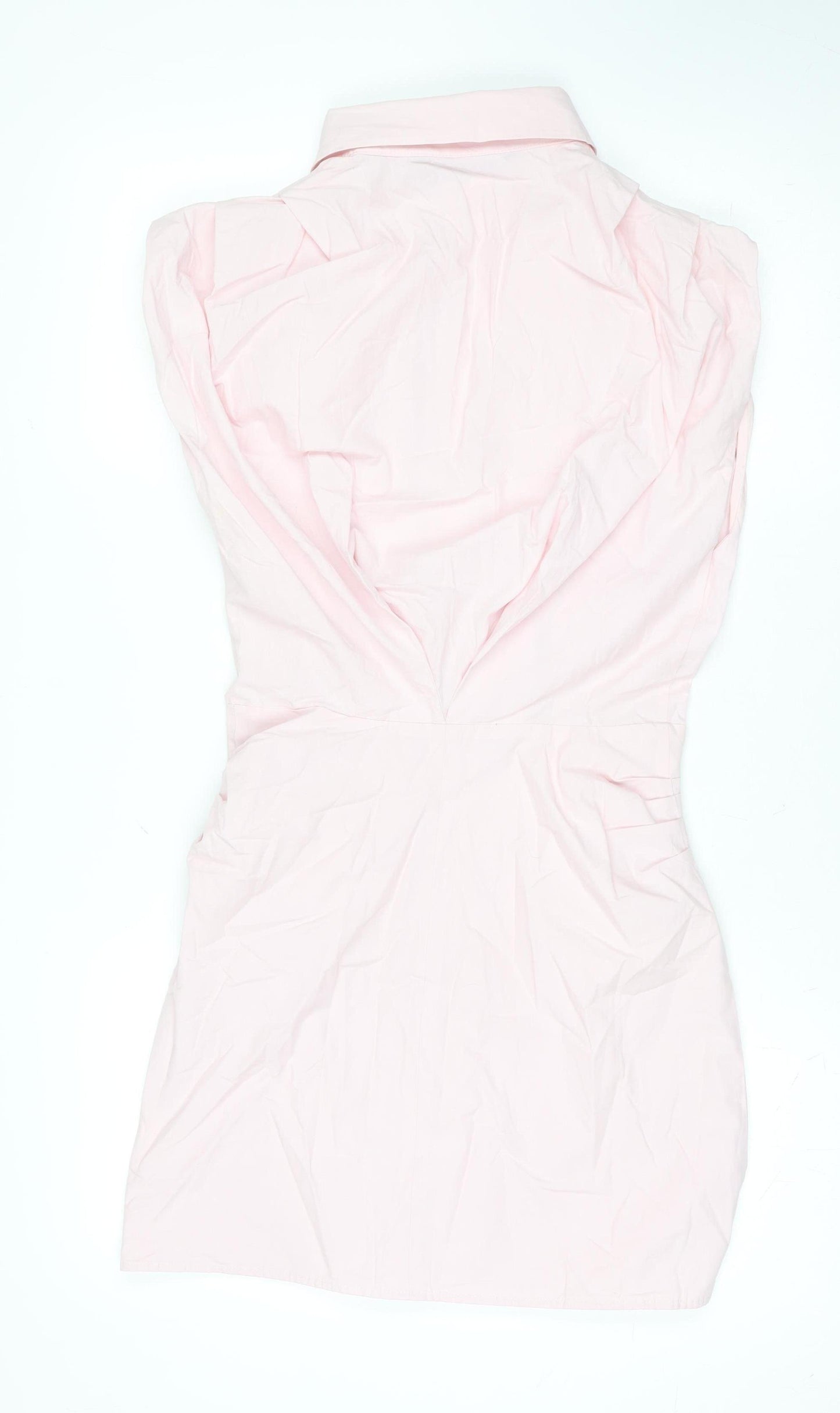 ZARA Women Pink Cotton Stretch Shirt Dress Size S