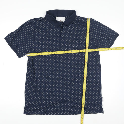 Soviet Men's Blue Polka Dot Polo Shirt Size XL 100% Cotton