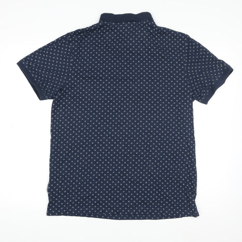Soviet Men's Blue Polka Dot Polo Shirt Size XL 100% Cotton