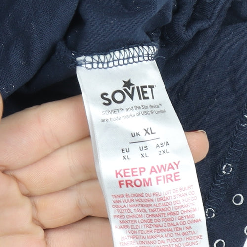 Soviet Men's Blue Polka Dot Polo Shirt Size XL 100% Cotton