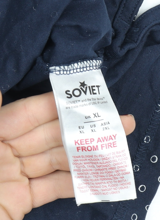 Soviet Men's Blue Polka Dot Polo Shirt Size XL 100% Cotton