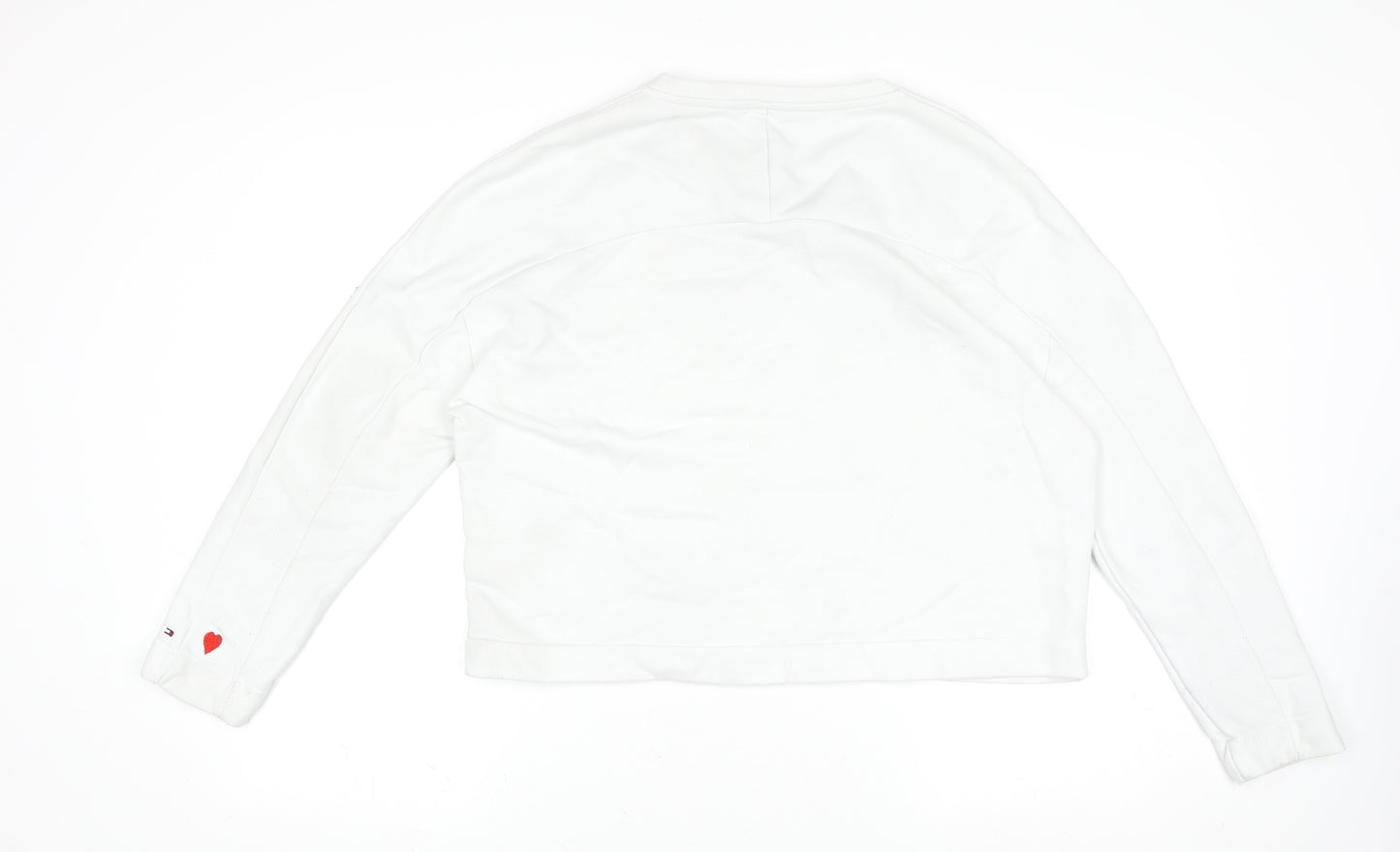 Tommy Hilfiger Women's White Love Logo Sweatshirt L Cotton Casual