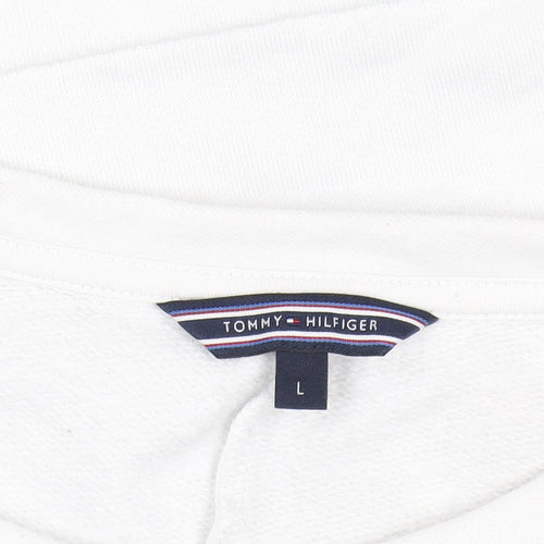 Tommy Hilfiger Women's White Love Logo Sweatshirt L Cotton Casual