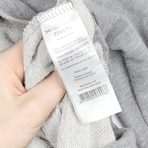 ONLY Women's Grey Henny High Neck Sweat Jacket Size M Casual Activewear