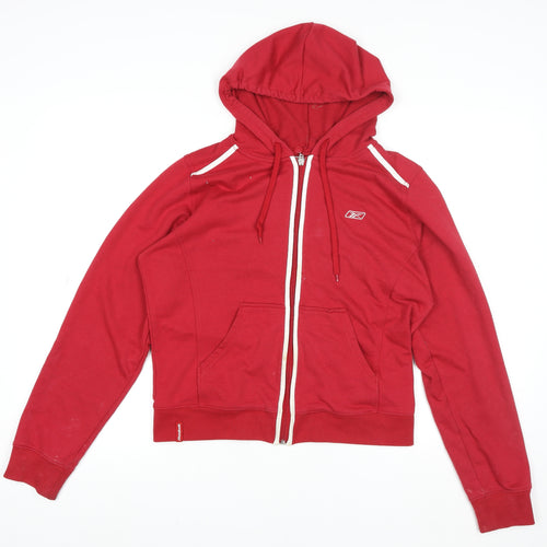 Reebok Men's Red L Track Jacket Hooded Full Zip Cotton Blend