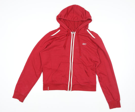 Reebok Men's Red L Track Jacket Hooded Full Zip Cotton Blend