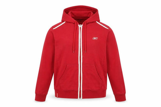 Front view of Reebok Men's Red L Track Jacket Hooded Full Zip Cotton Blend