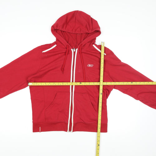 Reebok Men's Red L Track Jacket Hooded Full Zip Cotton Blend