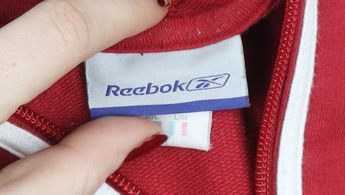 Reebok Men's Red L Track Jacket Hooded Full Zip Cotton Blend