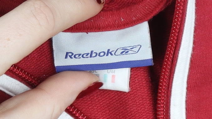 Reebok Men's Red L Track Jacket Hooded Full Zip Cotton Blend