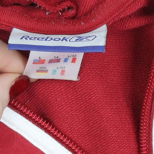 Reebok Men's Red L Track Jacket Hooded Full Zip Cotton Blend