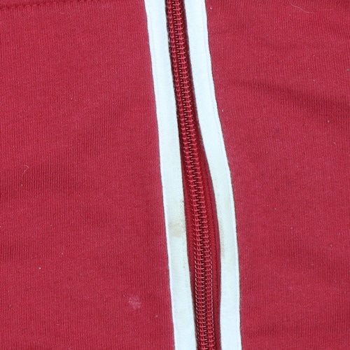 Reebok Men's Red L Track Jacket Hooded Full Zip Cotton Blend