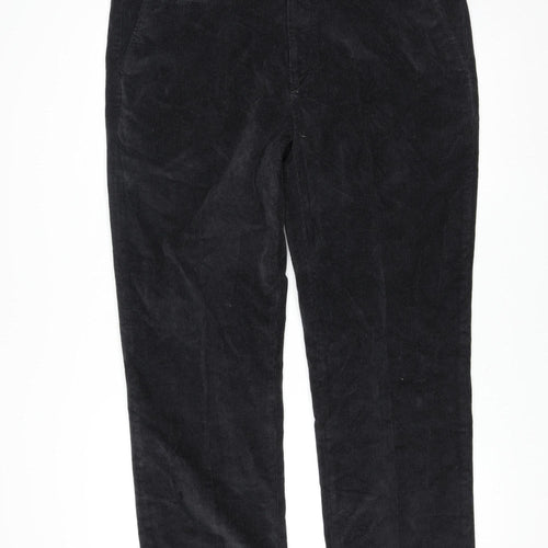 Marks and Spencer Men Black Corduroy Trousers Size 40 Regular