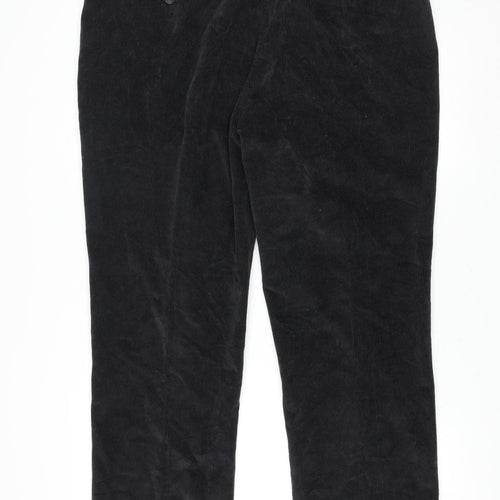 Marks and Spencer Men Black Corduroy Trousers Size 40 Regular