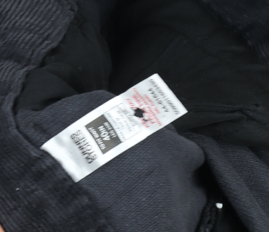 Marks and Spencer Men Black Corduroy Trousers Size 40 Regular