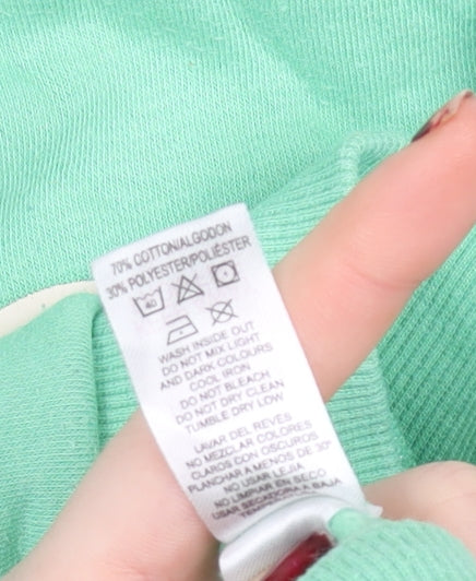 Boys Green 'Fresh' Sweatshirt 3-4 Years Cotton Blend Crew Neck