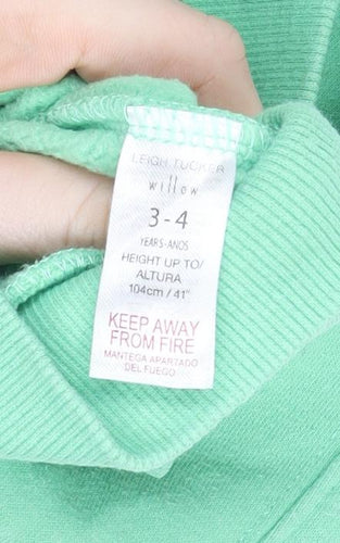 Boys Green 'Fresh' Sweatshirt 3-4 Years Cotton Blend Crew Neck