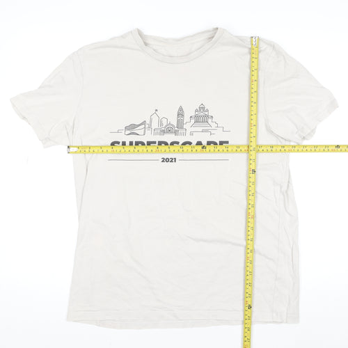 Supermetrics Men White SUPERSCAPE 2021 Graphic Cotton T-Shirt M
