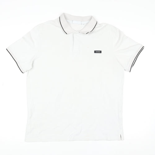 Calvin Klein Men's White Slim Fit Polo Shirt Size M