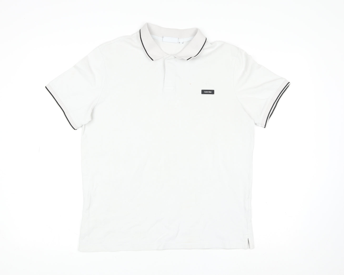 Calvin Klein Men's White Slim Fit Polo Shirt Size M
