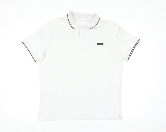 Calvin Klein Men's White Slim Fit Polo Shirt Size M