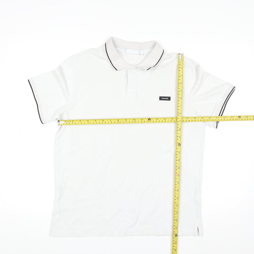 Calvin Klein Men's White Slim Fit Polo Shirt Size M