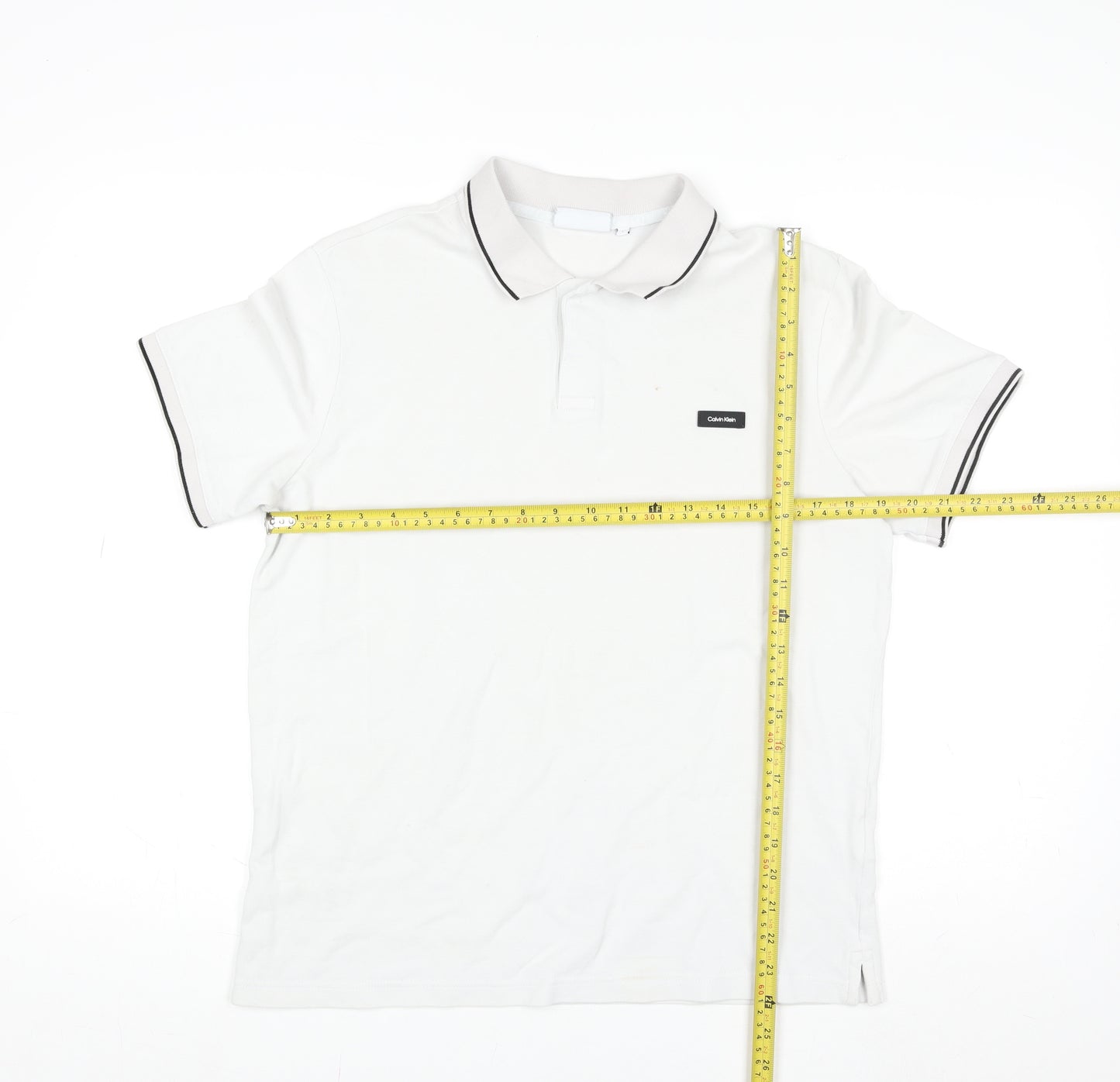 Calvin Klein Men's White Slim Fit Polo Shirt Size M