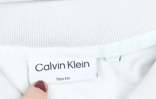 Calvin Klein Men's White Slim Fit Polo Shirt Size M