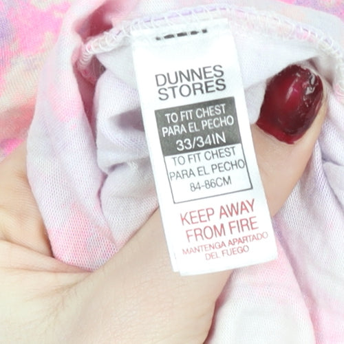 Dunnes Stores Girls Multicoloured Tie Dye Cotton T-Shirt L Happy Vibes