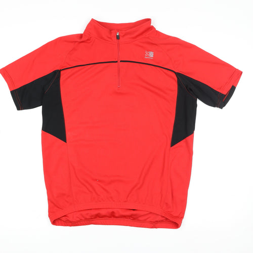 Karrimor Men's Red Cycling Jersey T-Shirt Small Short Sleeve 1/4 Zip