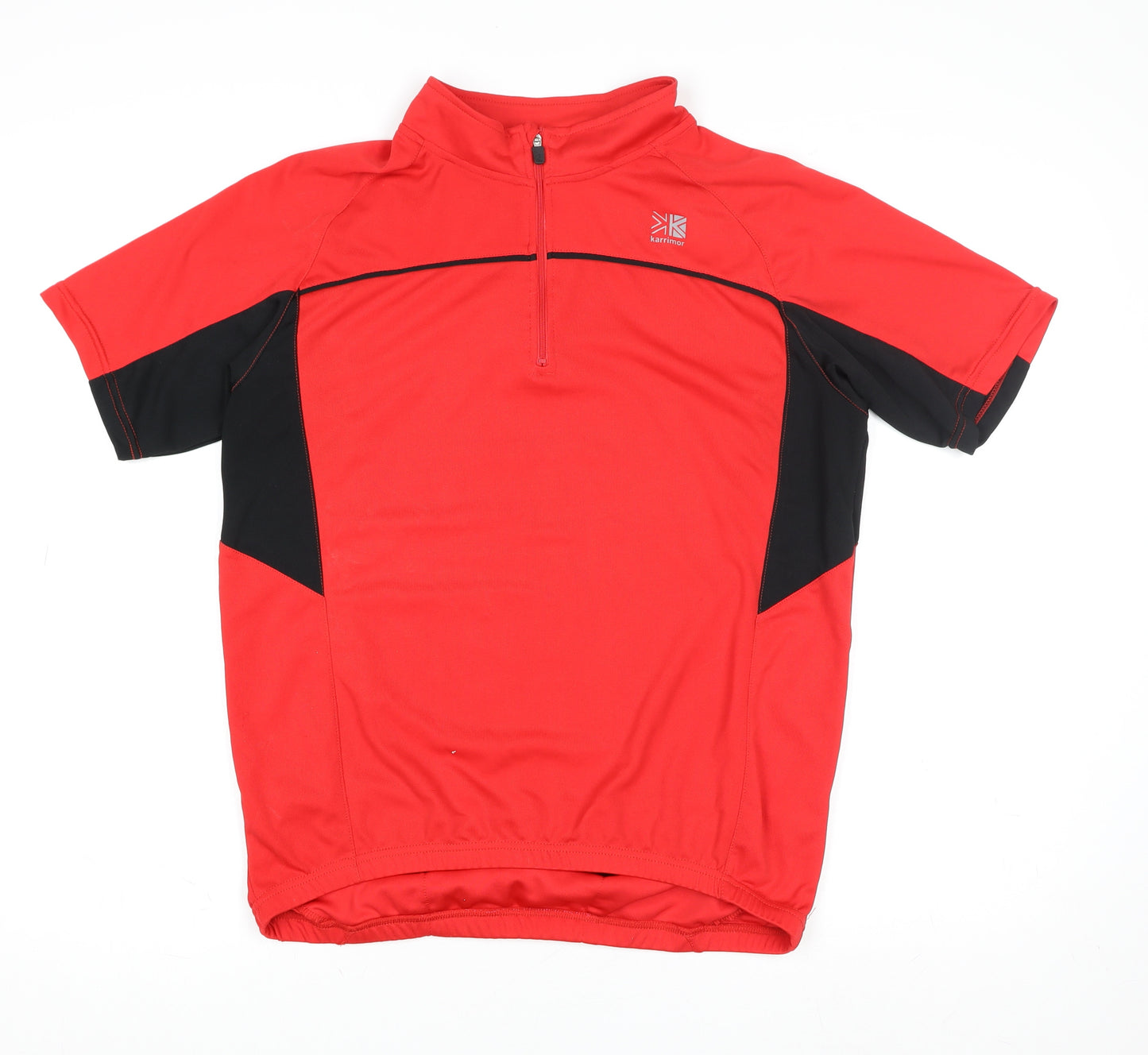 Karrimor Men's Red Cycling Jersey T-Shirt Small Short Sleeve 1/4 Zip