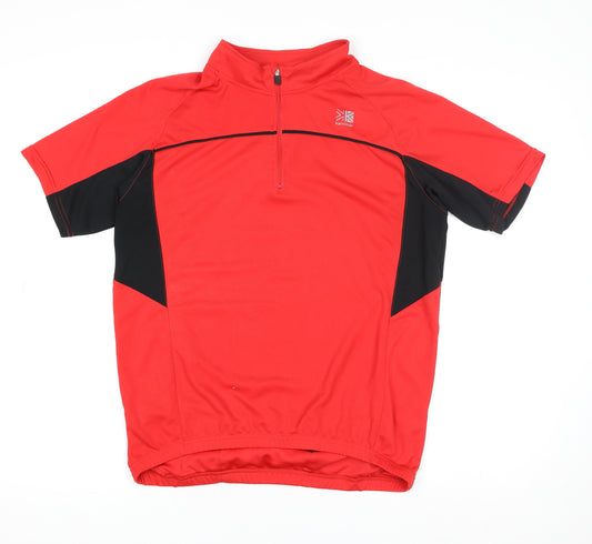 Karrimor Men's Red Cycling Jersey T-Shirt Small Short Sleeve 1/4 Zip