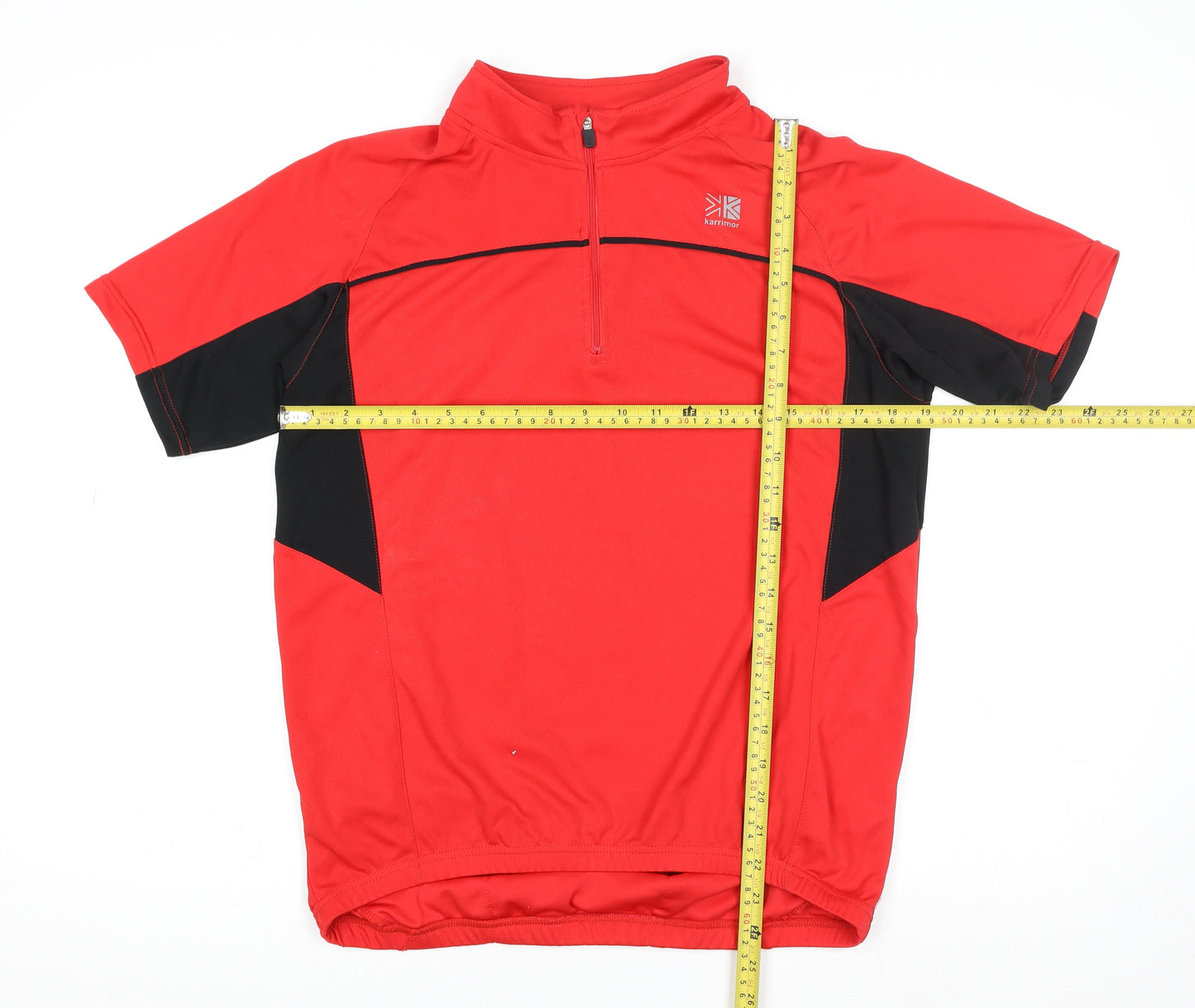 Karrimor Men's Red Cycling Jersey T-Shirt Small Short Sleeve 1/4 Zip
