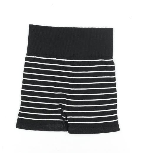 Dunnes Stores Women’s Black Striped Ribbed Biker Shorts XS
