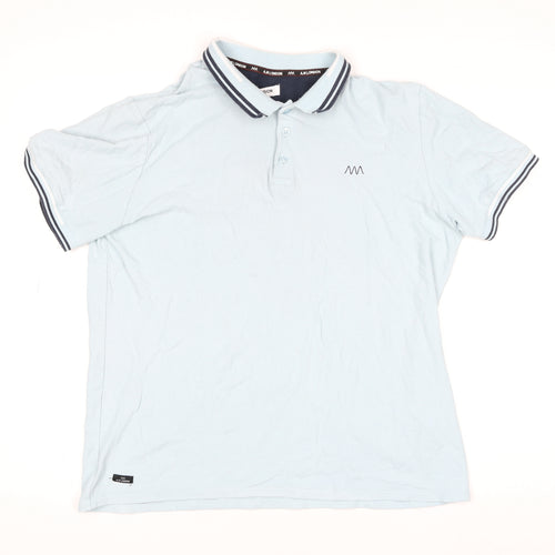 A.M London Men's Light Blue Cotton Polo Shirt Size L Short Sleeve
