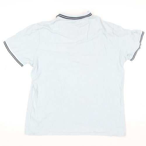 A.M London Men's Light Blue Cotton Polo Shirt Size L Short Sleeve