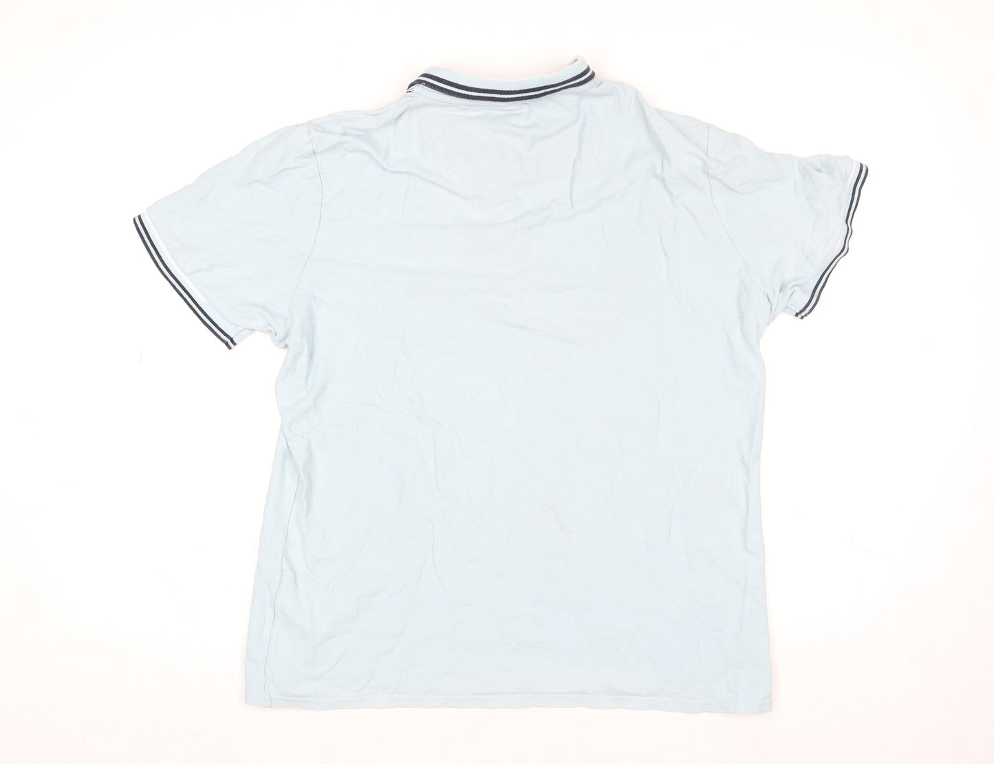 A.M London Men's Light Blue Cotton Polo Shirt Size L Short Sleeve