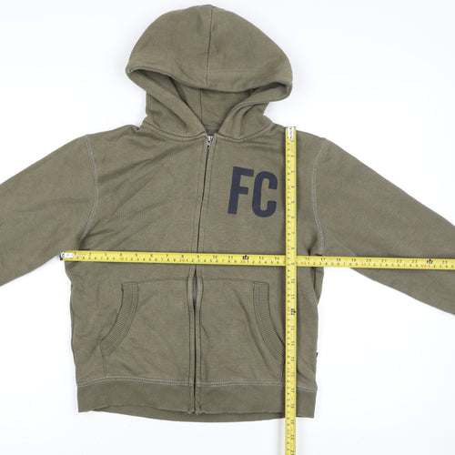 French Connection Teens Green Zip Hooded Basic Jacket 9-10Y