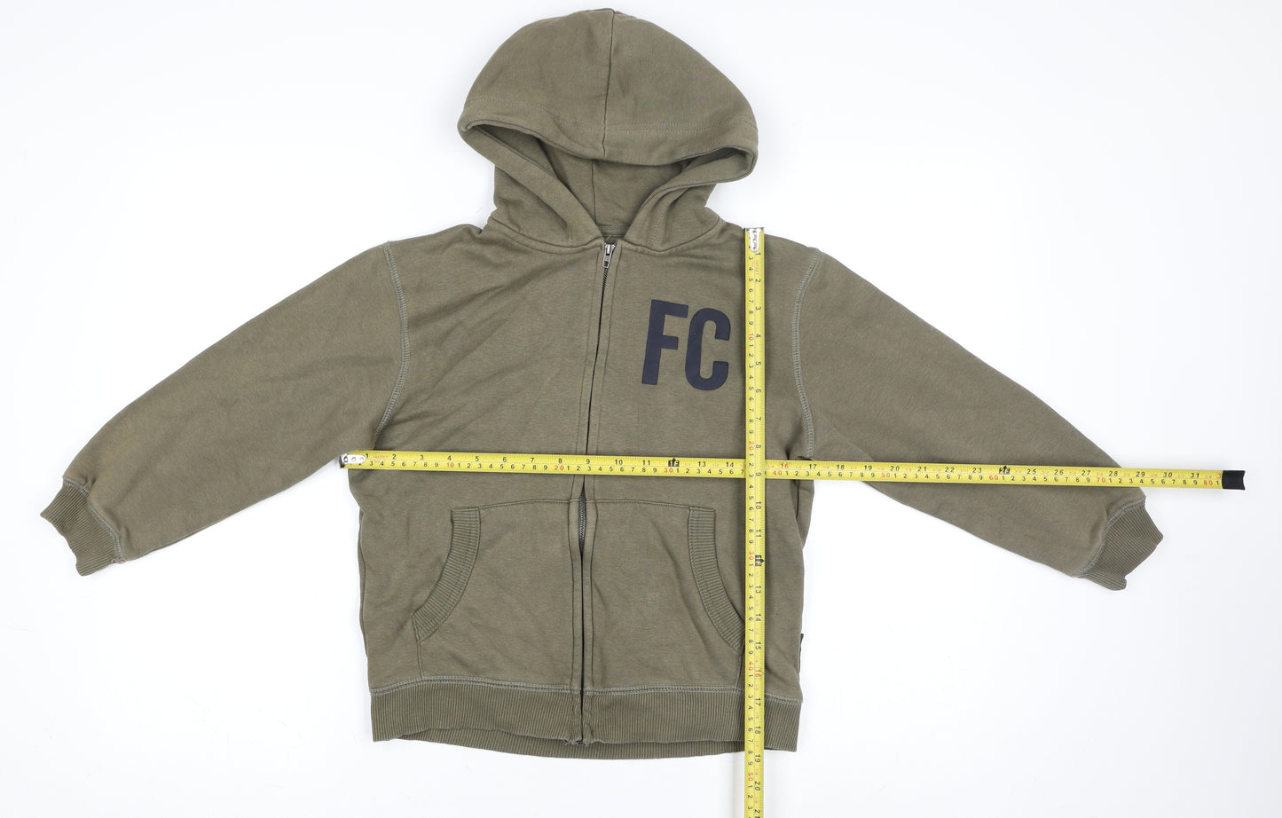 French Connection Teens Green Zip Hooded Basic Jacket 9-10Y