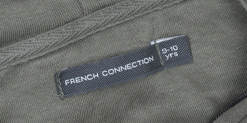 French Connection Teens Green Zip Hooded Basic Jacket 9-10Y