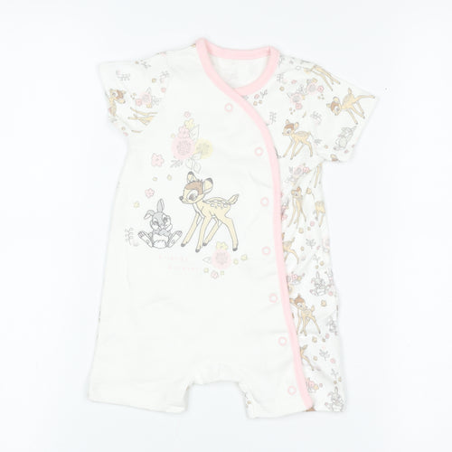 Disney Baby Unisex White 3-6 Months Bambi Cotton Romper Playsuit
