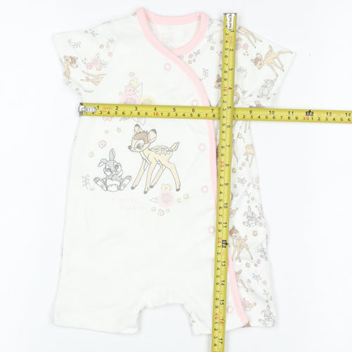 Disney Baby Unisex White 3-6 Months Bambi Cotton Romper Playsuit