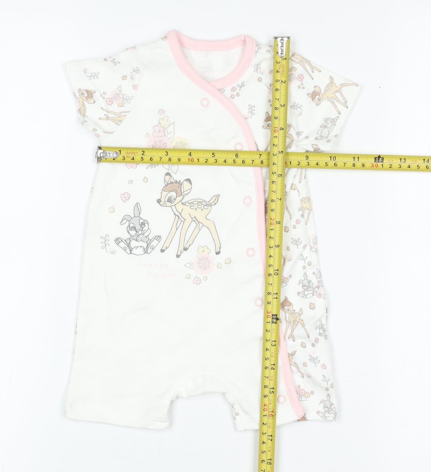 Disney Baby Unisex White 3-6 Months Bambi Cotton Romper Playsuit
