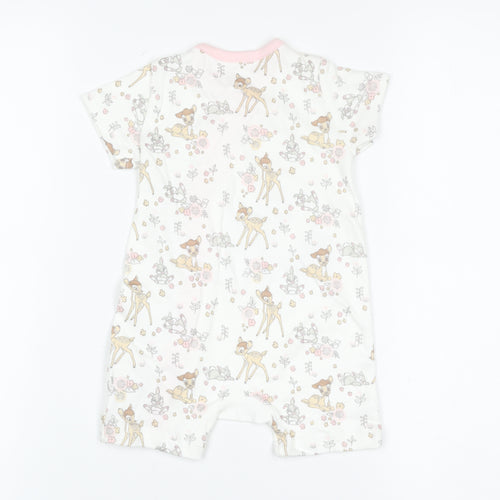 Disney Baby Unisex White 3-6 Months Bambi Cotton Romper Playsuit