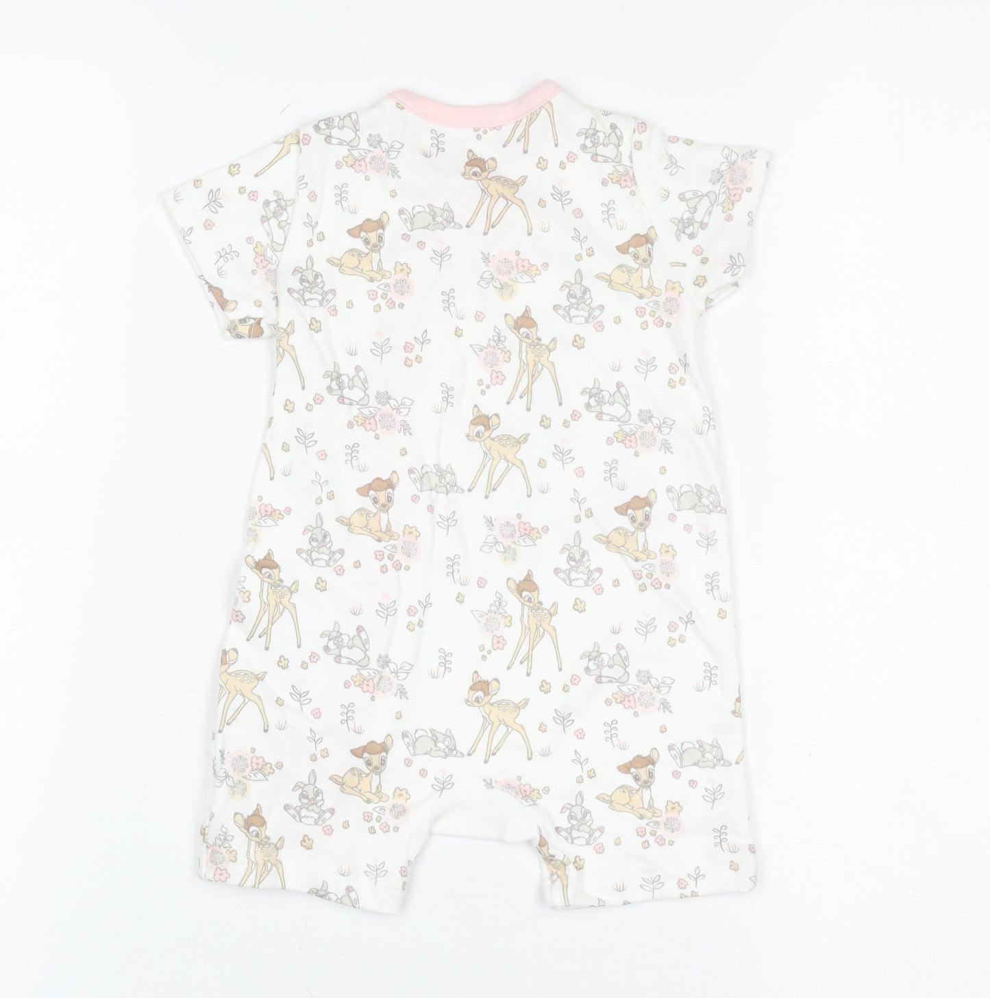Disney Baby Unisex White 3-6 Months Bambi Cotton Romper Playsuit