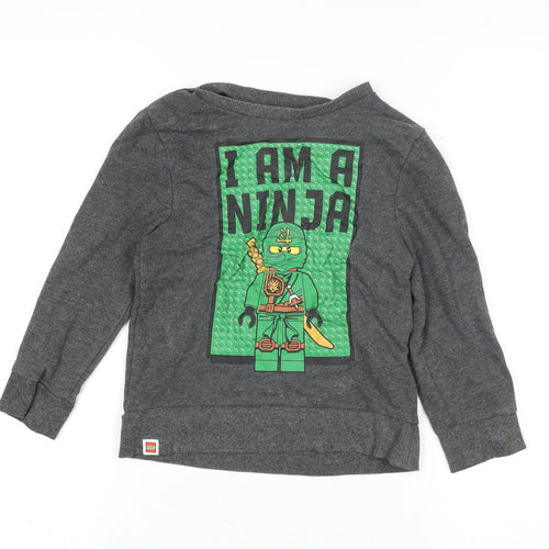 LEGO Boys Grey Ninjago Long Sleeve Pullover T-Shirt 5-6 Years