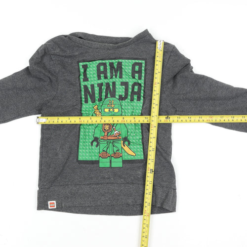 LEGO Boys Grey Ninjago Long Sleeve Pullover T-Shirt 5-6 Years