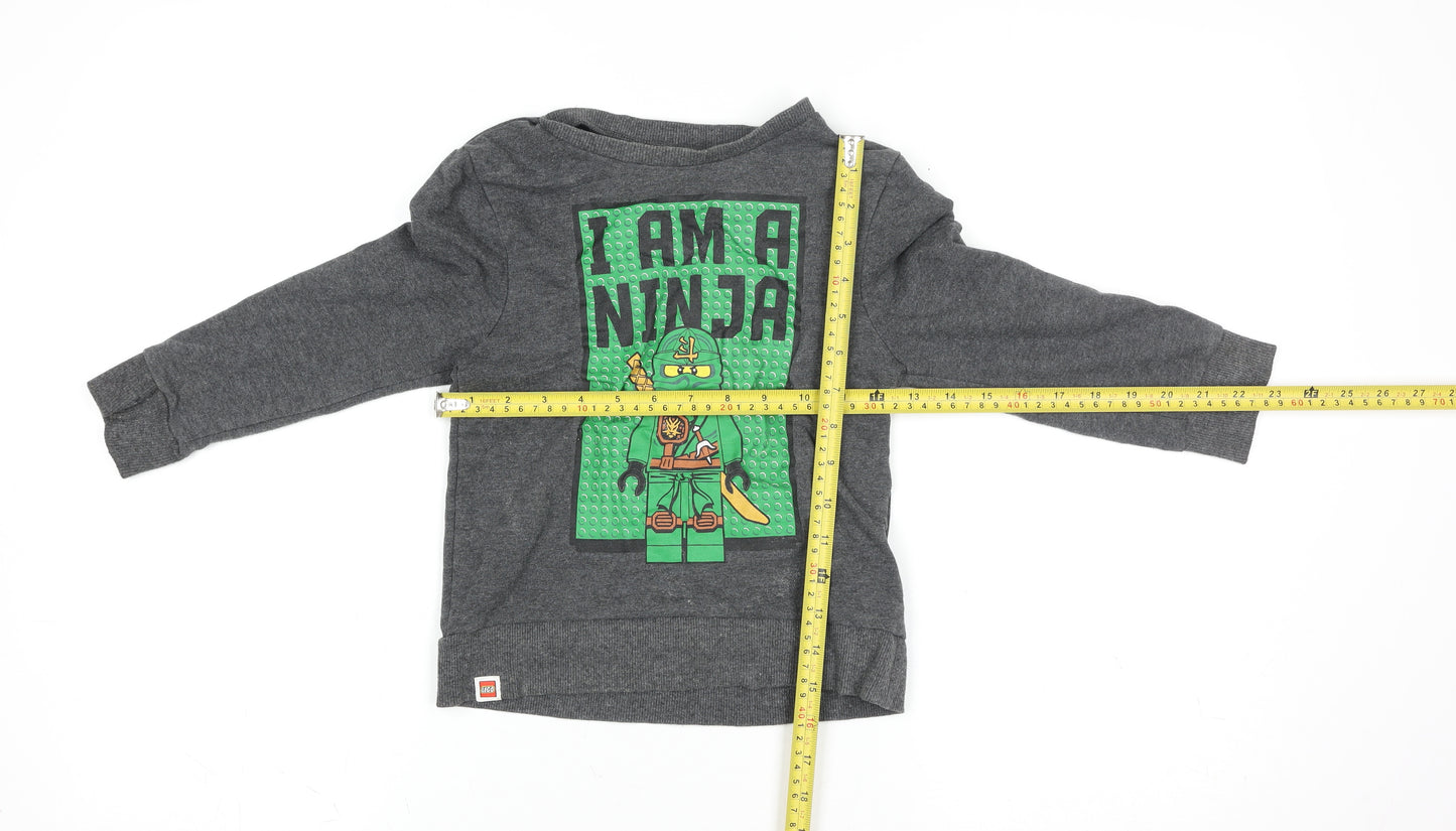 LEGO Boys Grey Ninjago Long Sleeve Pullover T-Shirt 5-6 Years